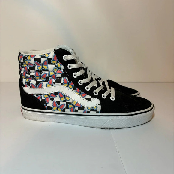 VANS “Filmore Hi” Butterfly Checkerboard High Top Shoes Women’s Sneakers Sz 9.5 - Picture 2 of 9